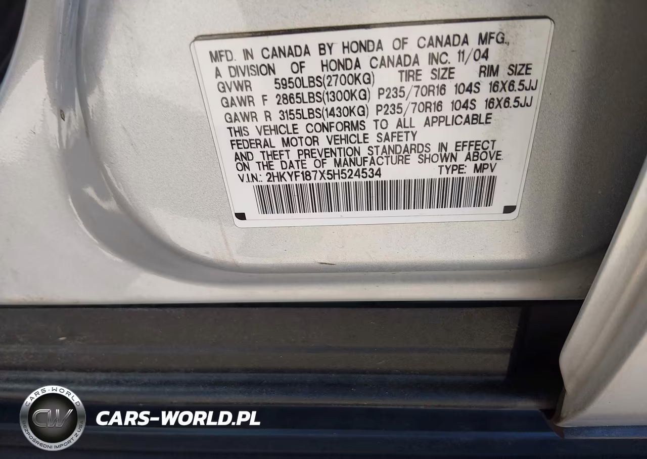 2005 Honda Pilot Ex-L VIN:2HKYF187X5H524534 - 9