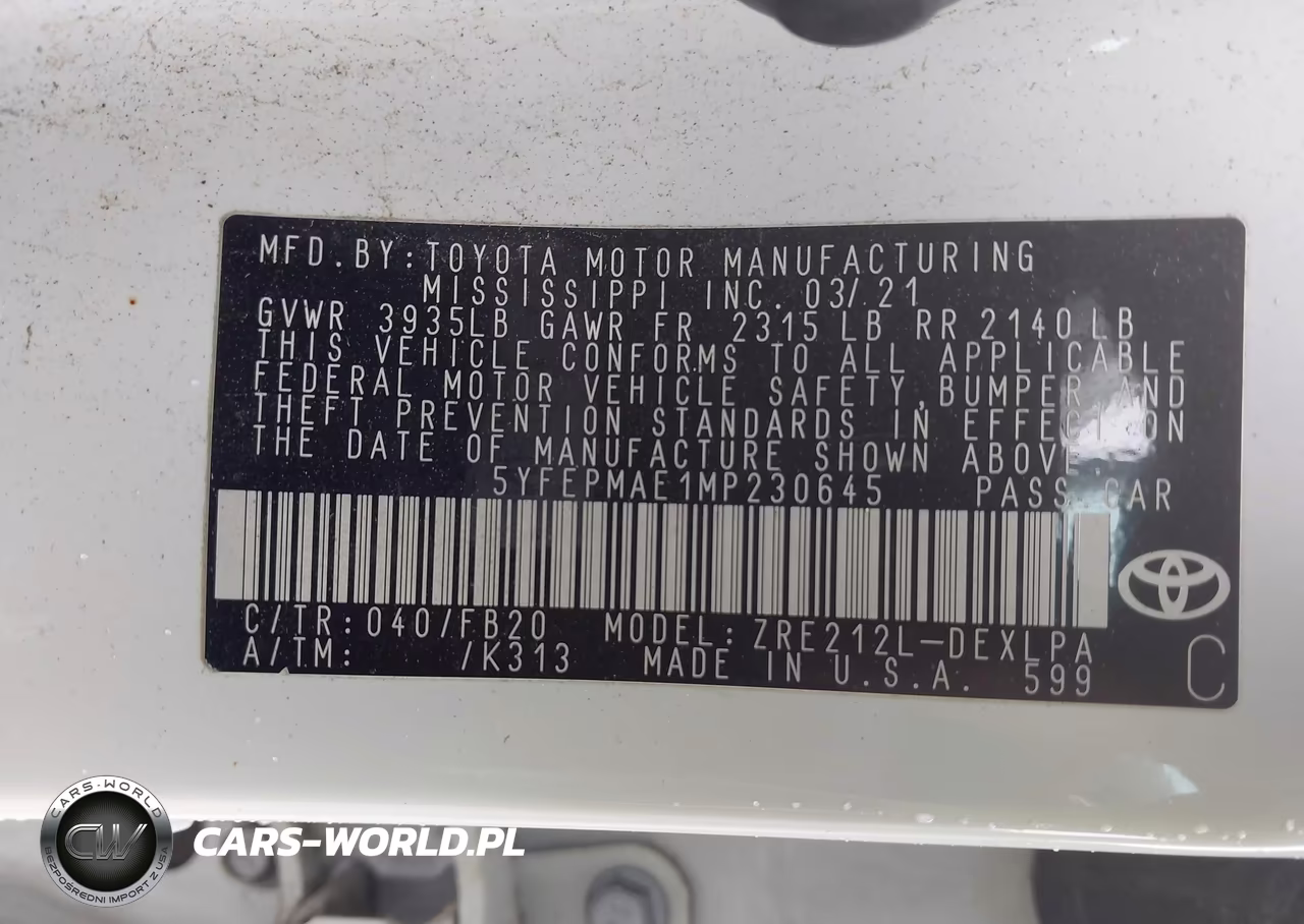 2021 Toyota Corolla Le VIN:5YFEPMAE1MP230645 - 9