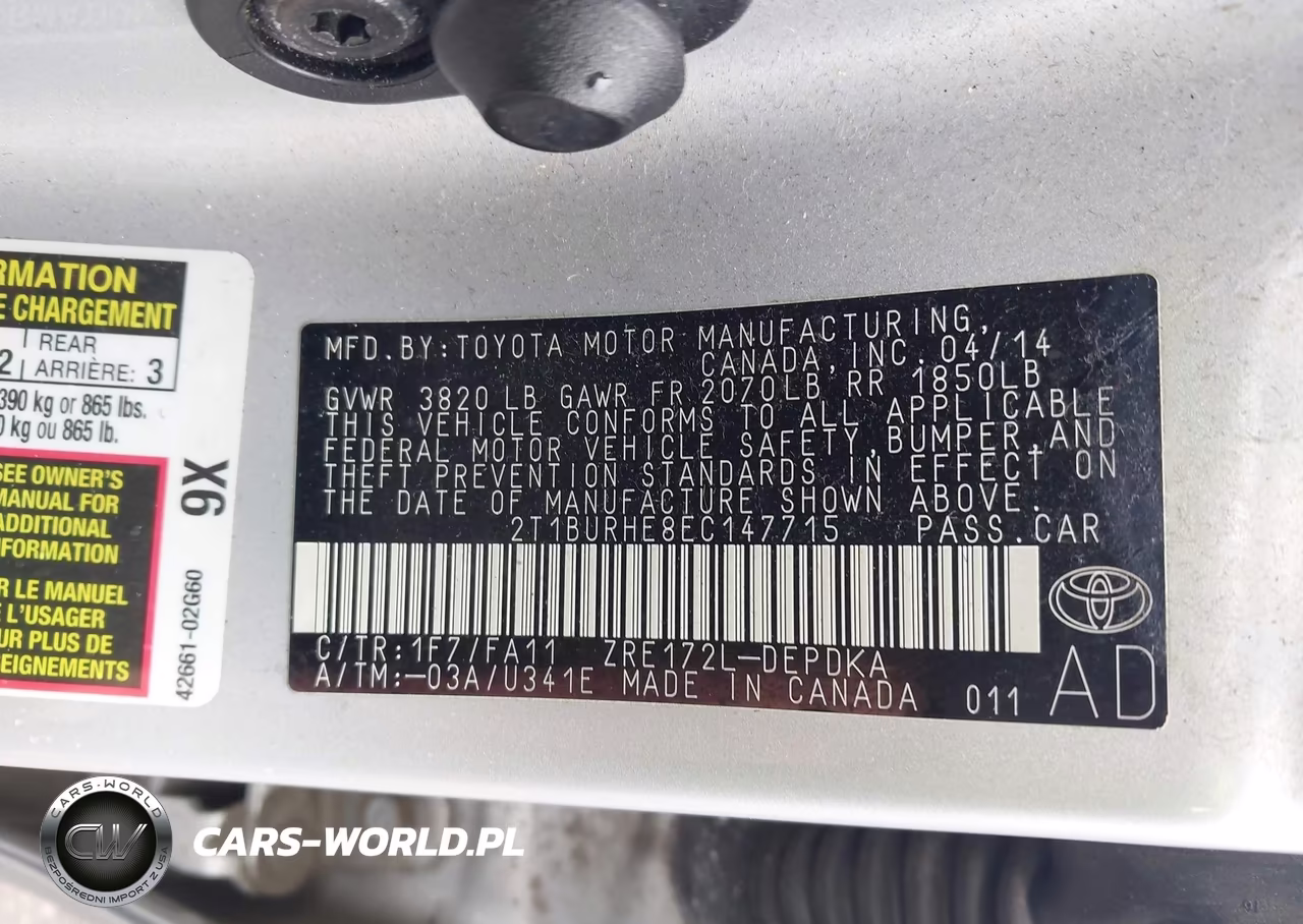 2014 Toyota Corolla L VIN:2T1BURHE8EC147715 - 9