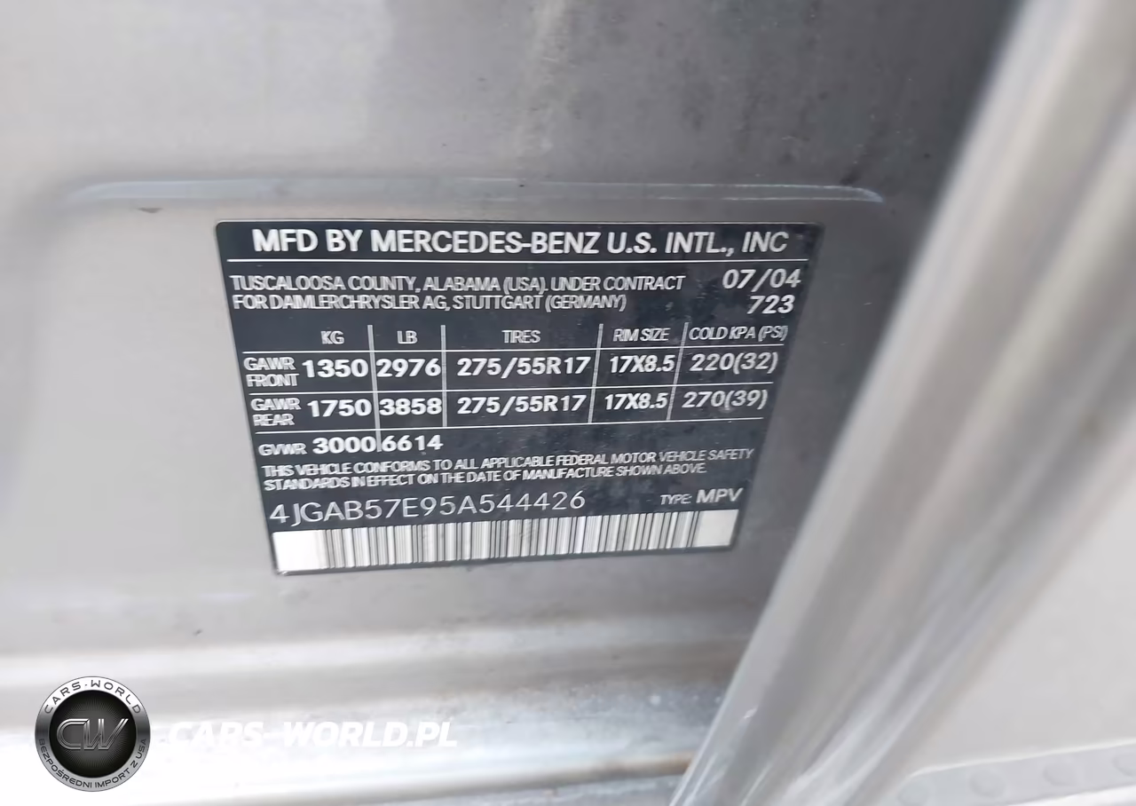2005 Mercedes-Benz Ml 350 4Matic VIN:4JGAB57E95A544426 - 9