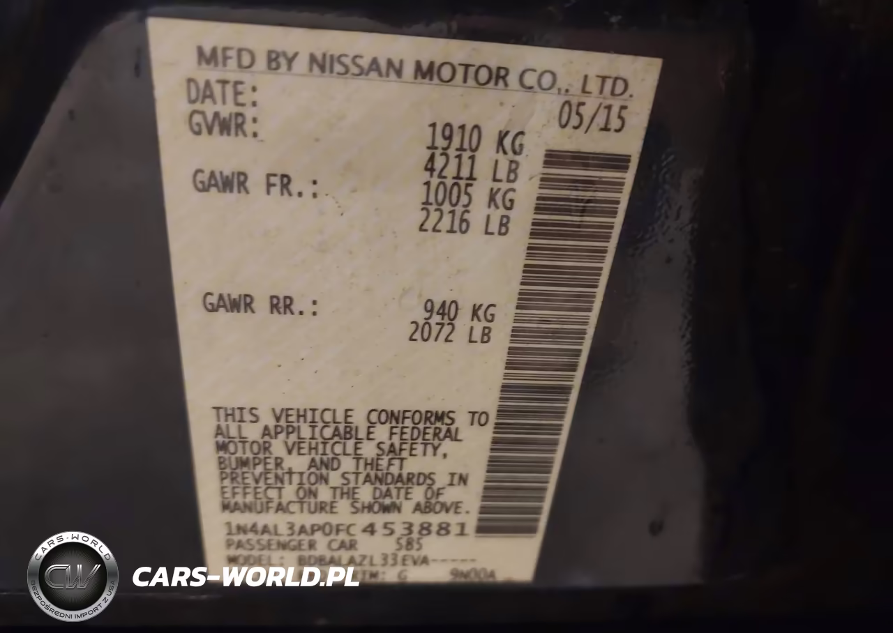 2015 Nissan Altima 2.5 VIN:1N4AL3AP0FC453881 - 9