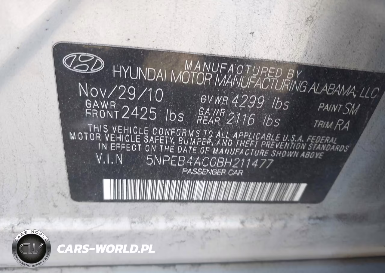 2011 Hyundai Sonata Gls VIN:5NPEB4AC0BH211477 - 9
