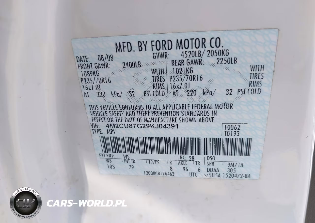 2009 Mercury Mariner Premier V6 VIN:4M2CU87G29KJ04391 - 9