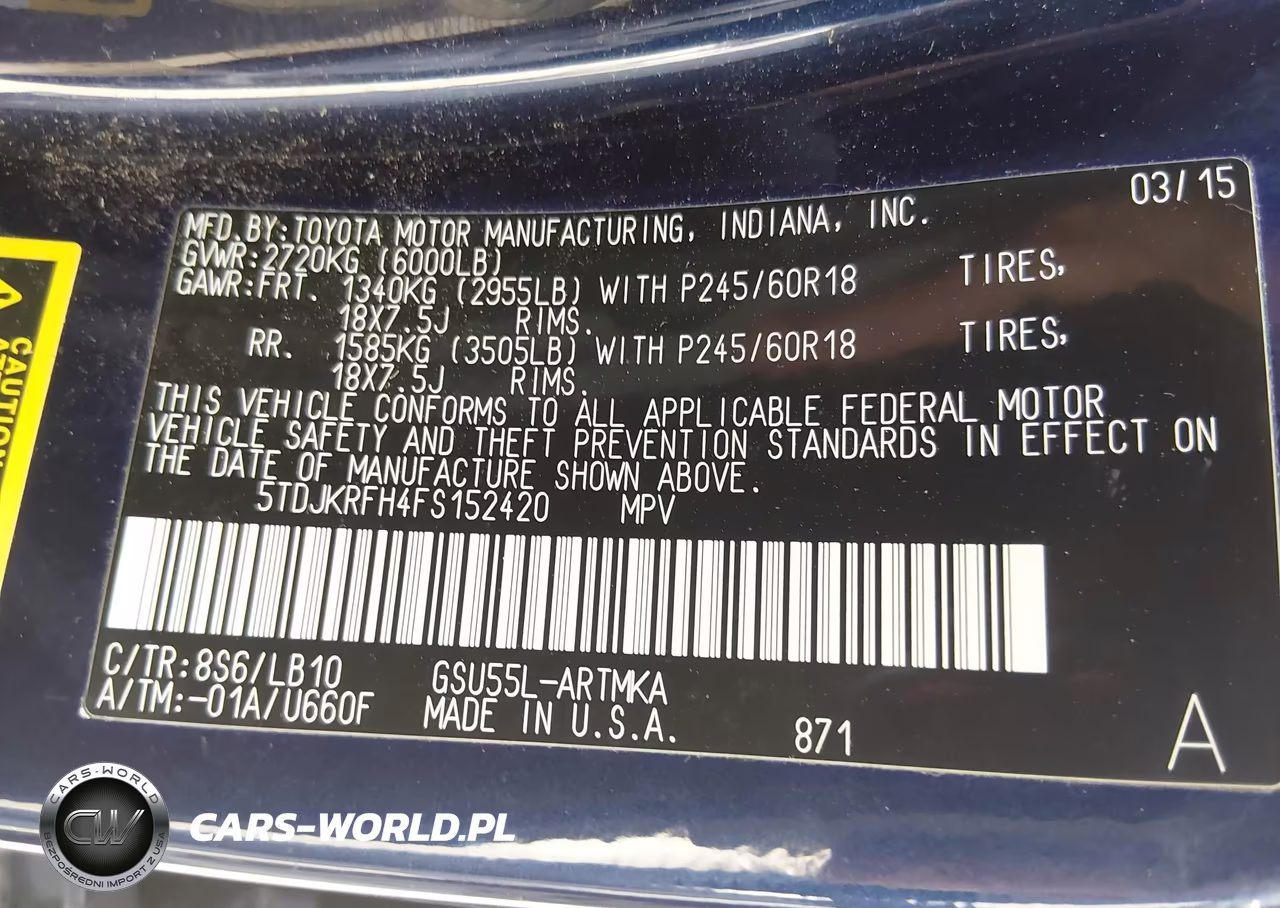 2015 Toyota Highlander Xle V6 VIN:5TDJKRFH4FS152420 - 9