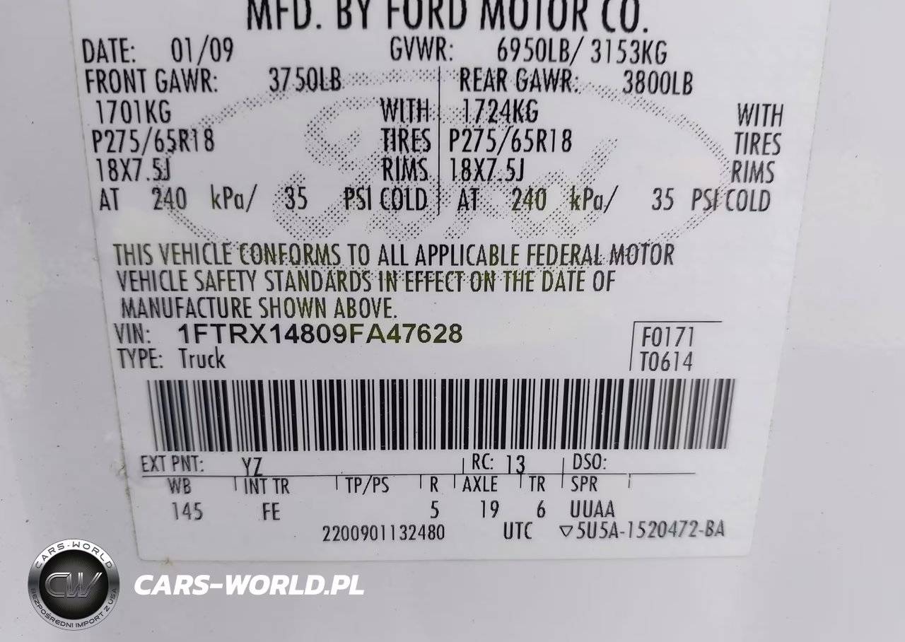 2009 Ford F-150 Stx-Xl-Xlt VIN:1FTRX14809FA47628 - 9
