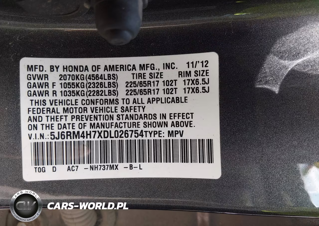 2013 Honda Cr-V Ex-L VIN:5J6RM4H7XDL026754 - 9