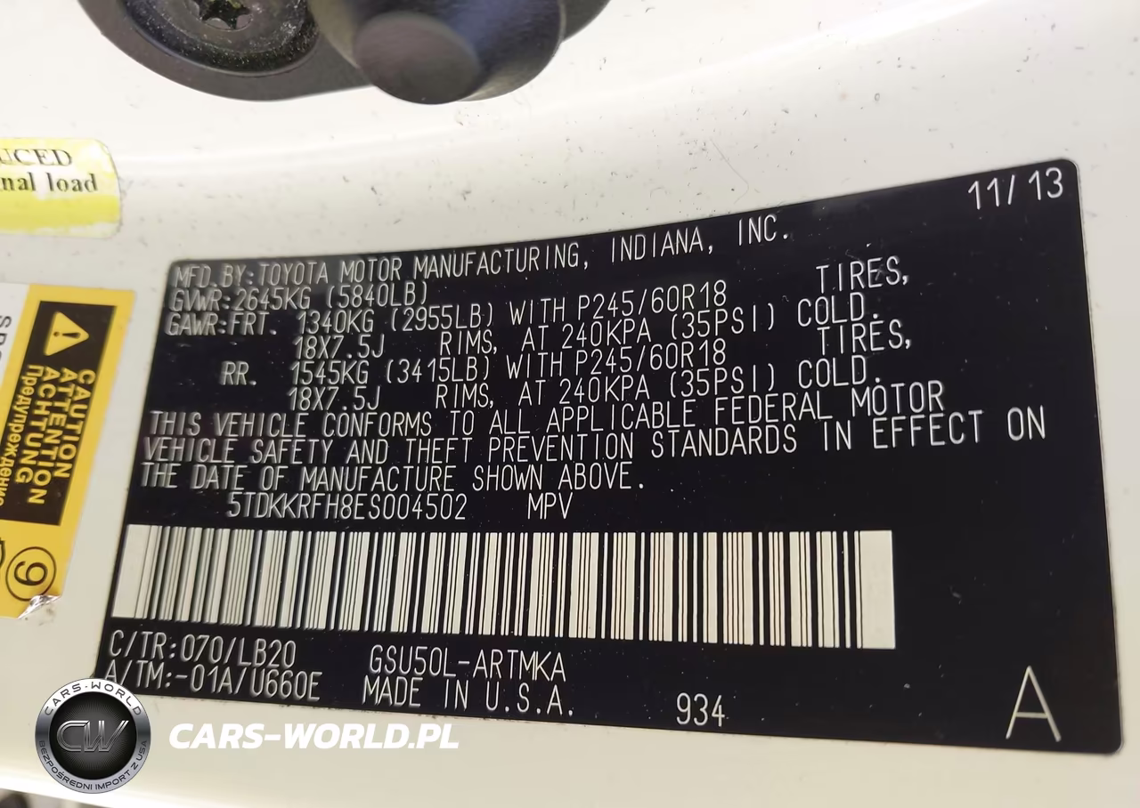 2014 Toyota Highlander Xle V6 VIN:5TDKKRFH8ES004502 - 9