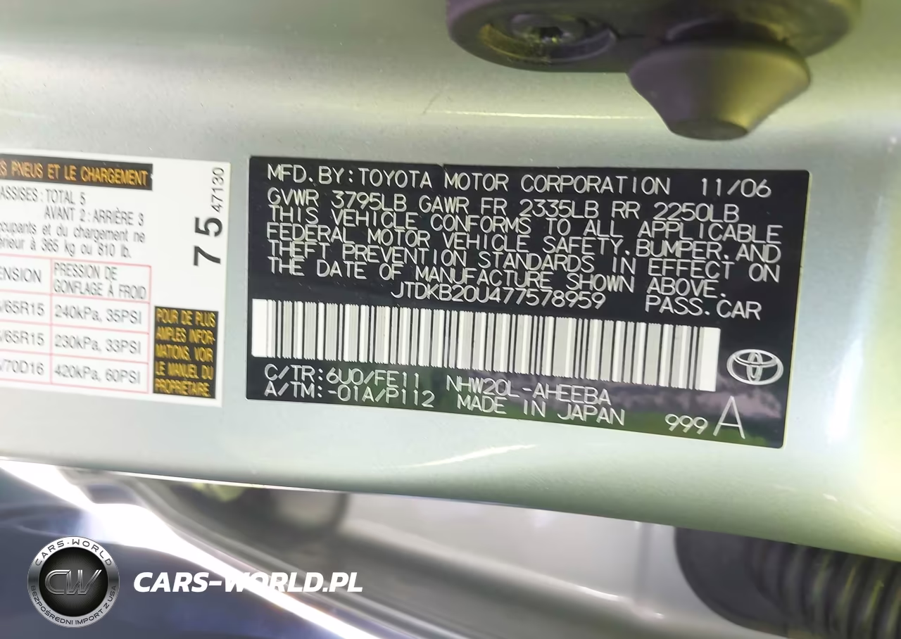 2007 Toyota Prius VIN:JTDKB20U477578959 - 9