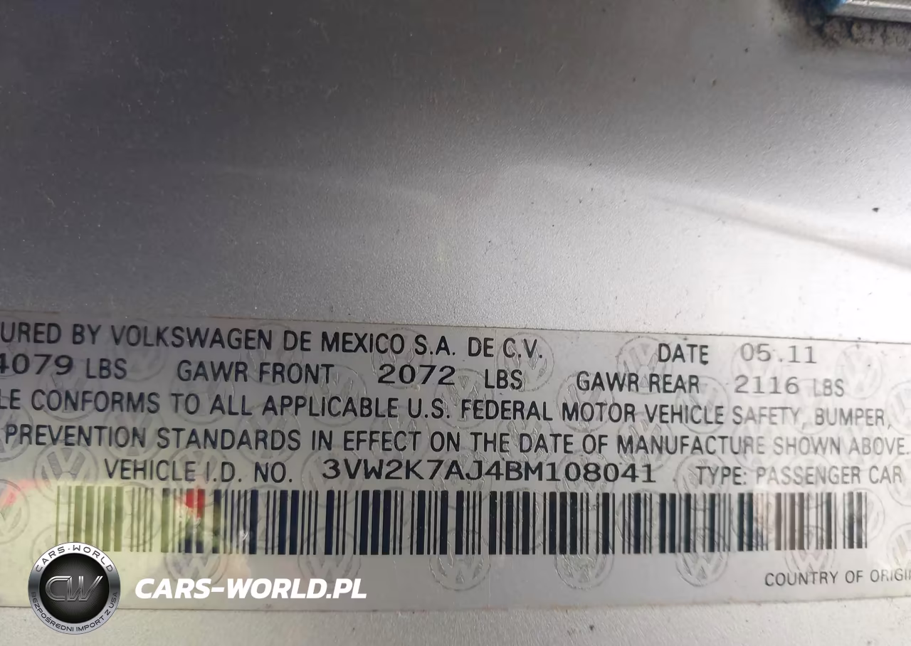 2011 Volkswagen Jetta 2.0L S VIN:3VW2K7AJ4BM108041 - 9