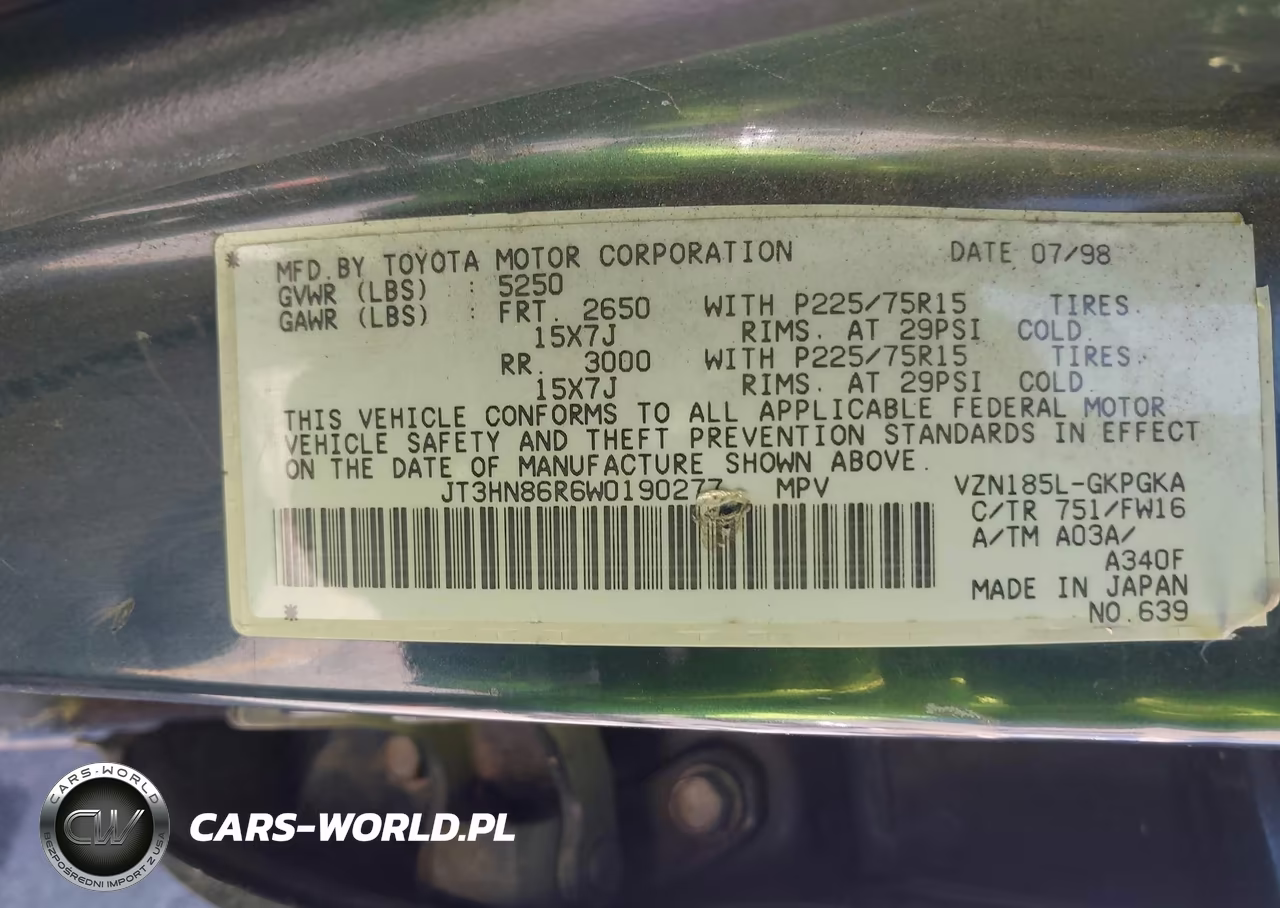1998 Toyota 4Runner Sr5 V6 VIN:JT3HN86R6W0190277 - 9