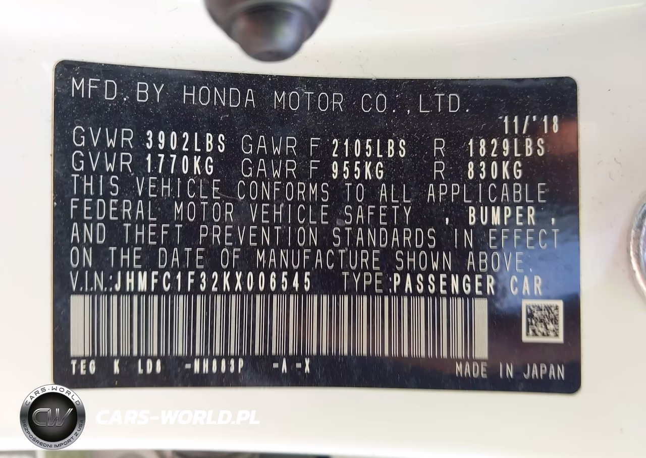 2019 Honda Civic Ex VIN:JHMFC1F32KX006545 - 9