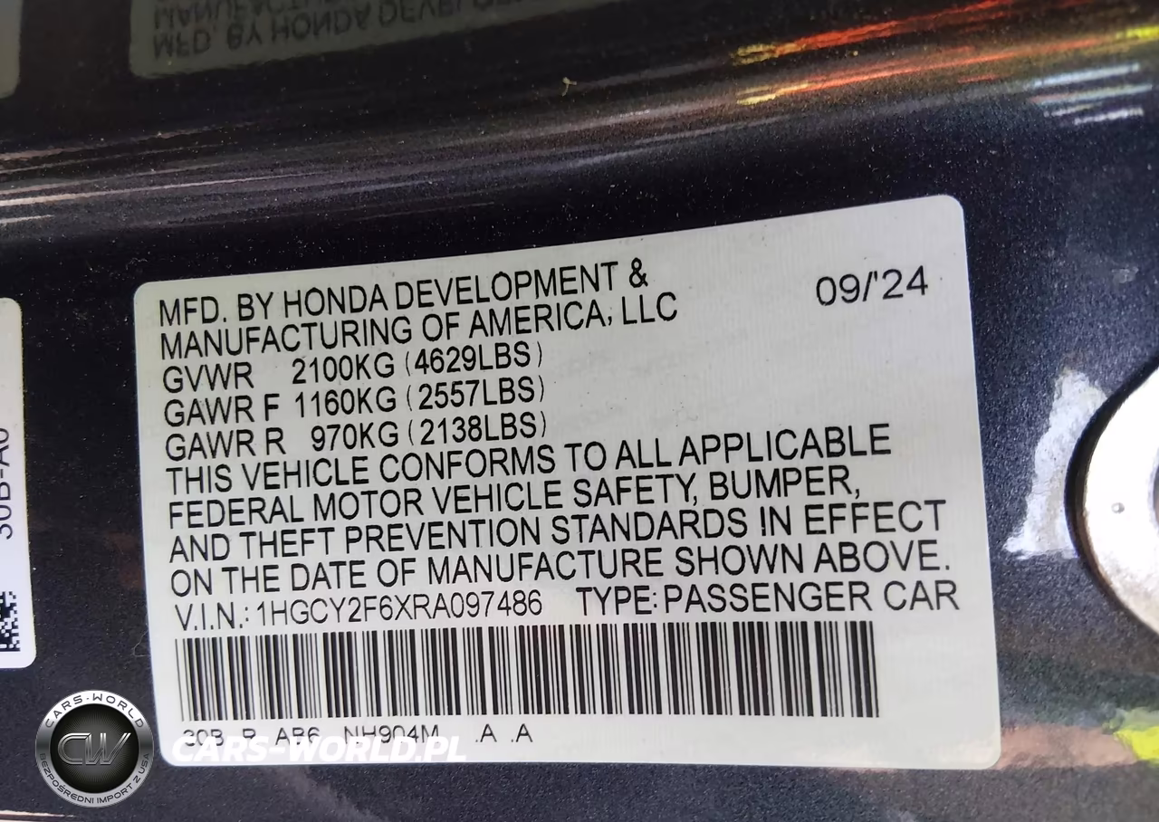 2024 Honda Accord Hybrid Ex-L VIN:1HGCY2F6XRA097486 - 9