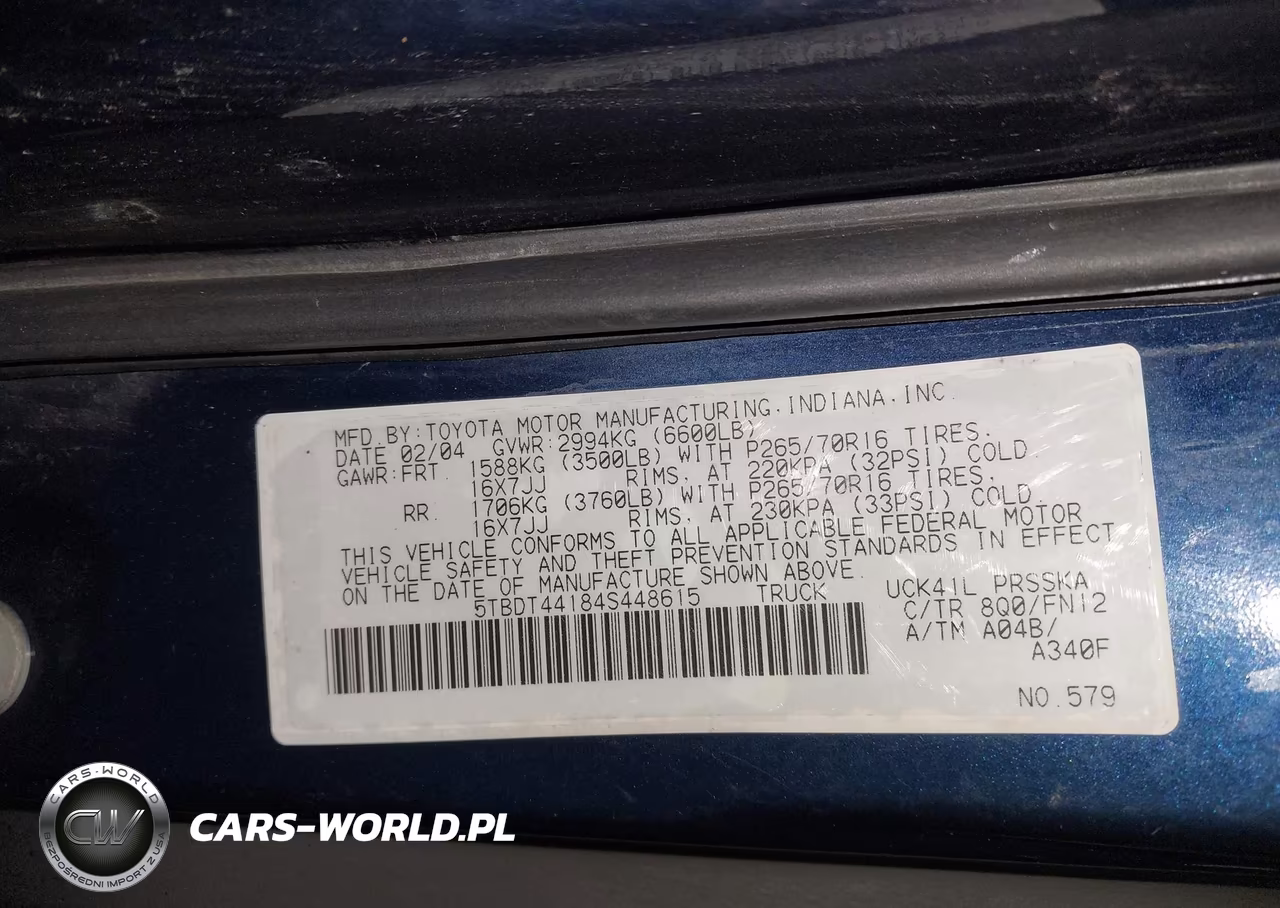 2004 Toyota Tundra Sr5 V8 VIN:5TBDT44184S448615 - 9