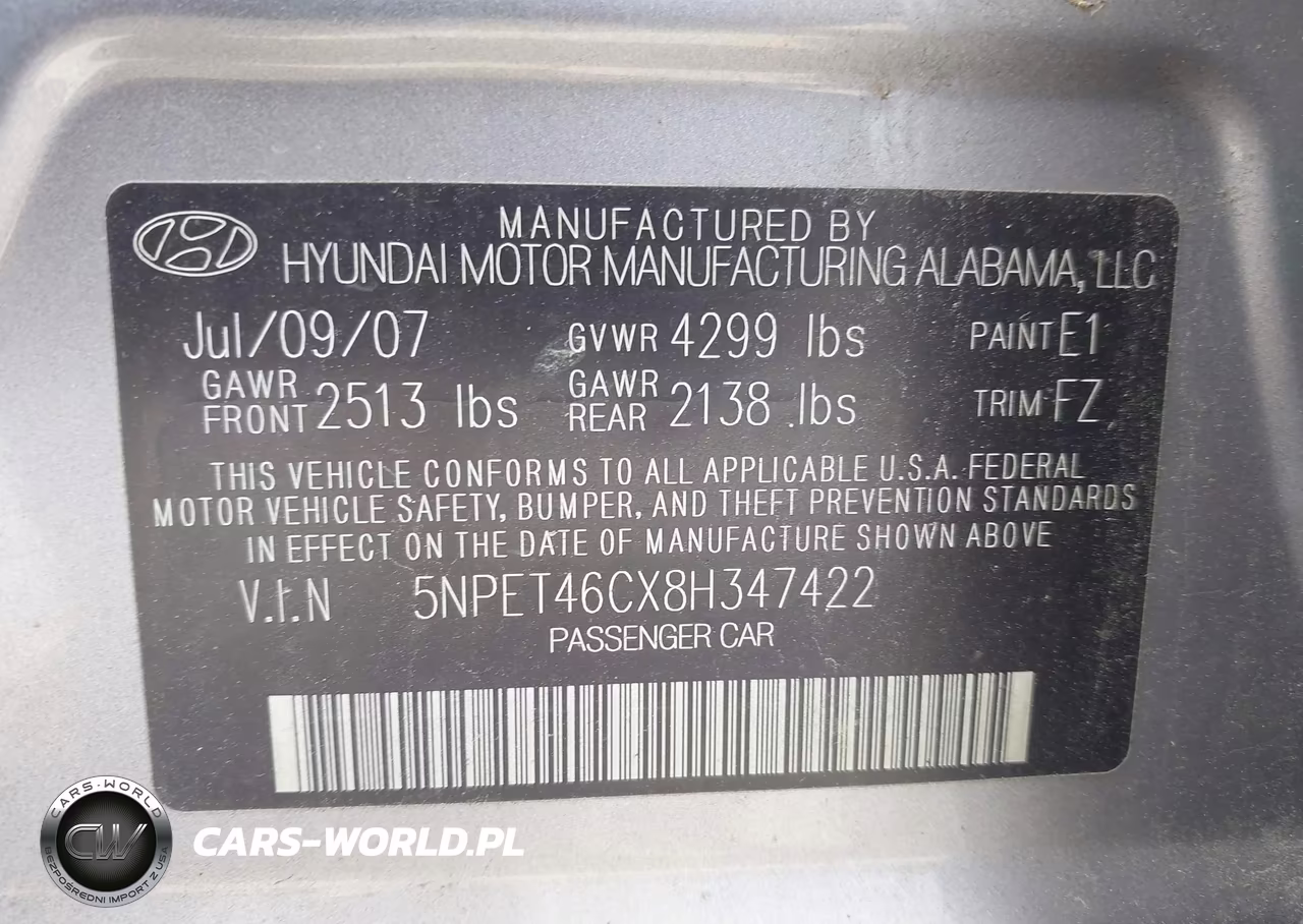 2008 Hyundai Sonata Gls VIN:5NPET46CX8H347422 - 9