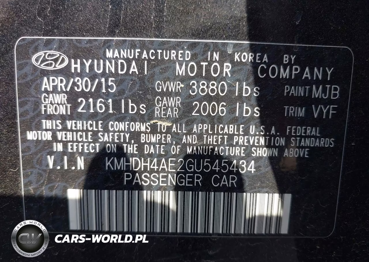 2016 Hyundai Elantra Se VIN:KMHDH4AE2GU545434 - 9