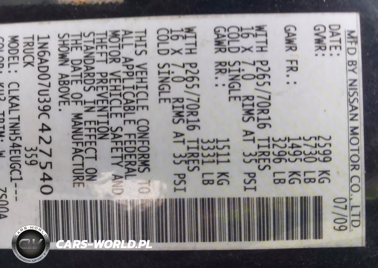 2009 Nissan Frontier Se VIN:1N6AD07U39C427540 - 9