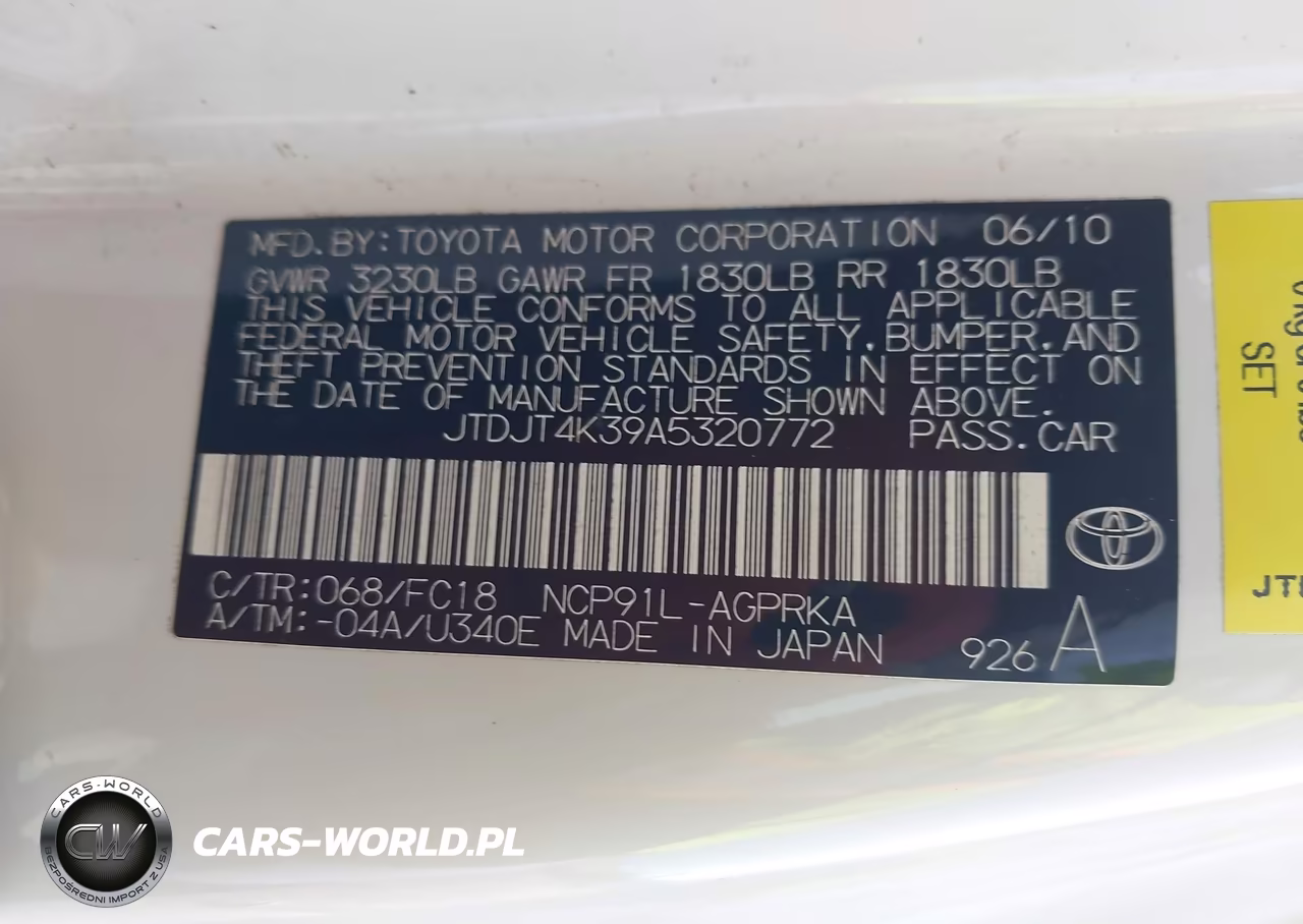 2010 Toyota Yaris VIN:JTDJT4K39A5320772 - 9