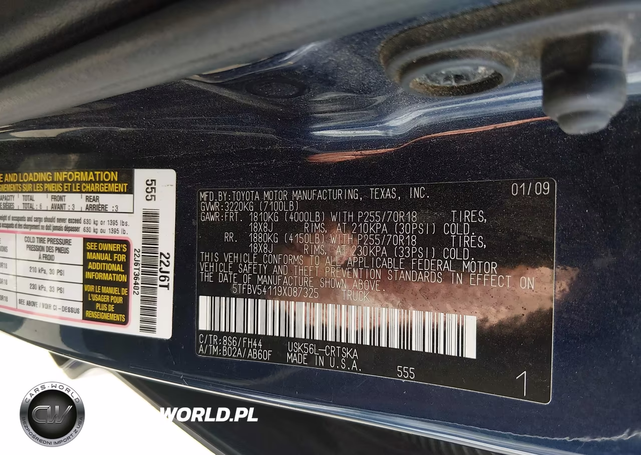 2009 Toyota Tundra Grade 5.7L V8 VIN:5TFBV54119X087325 - 9