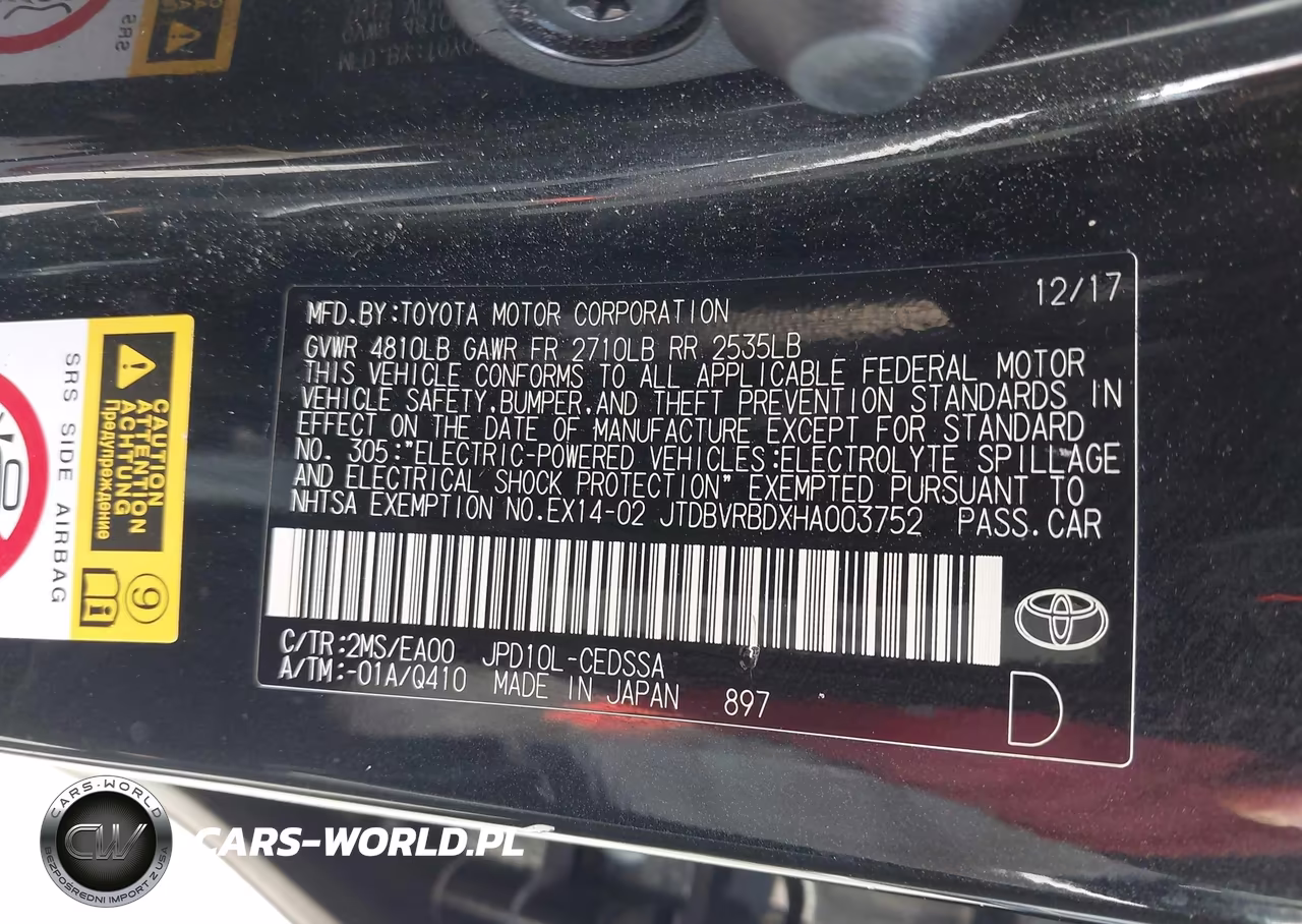 2017 Toyota Mirai VIN:JTDBVRBDXHA003752 - 9