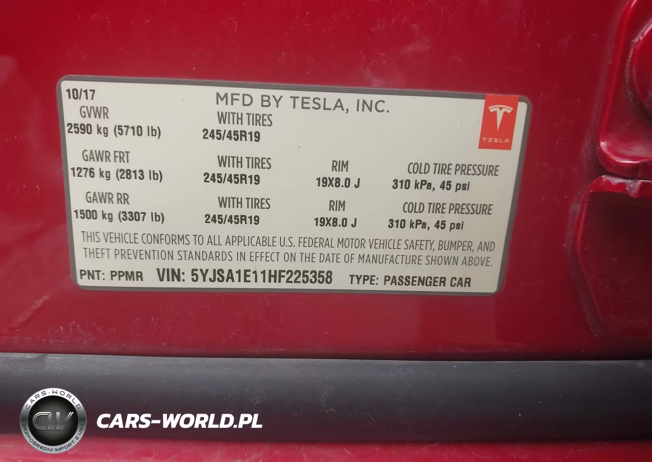 2017 Tesla Model S 60-75 VIN:5YJSA1E11HF225358 - 9