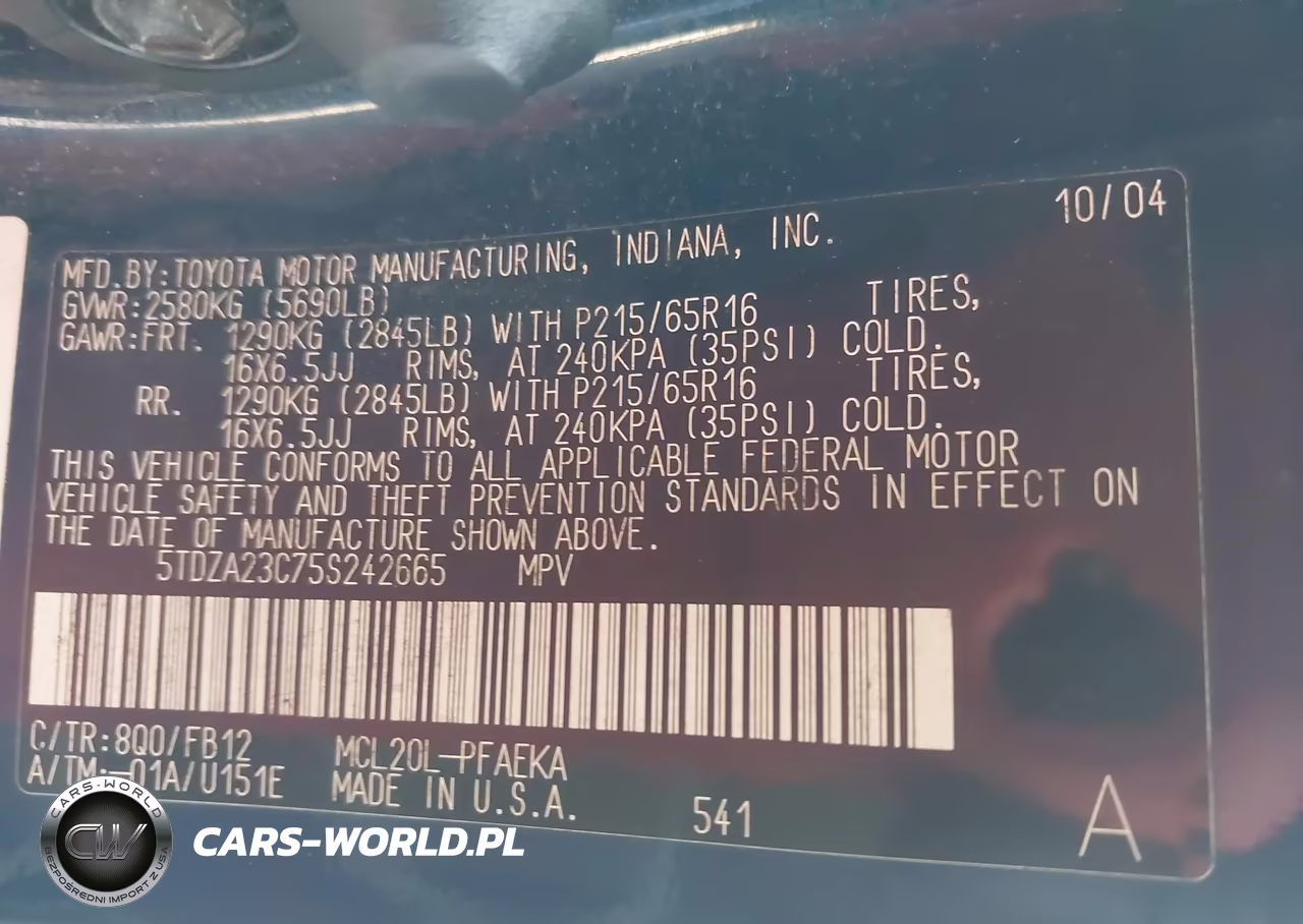 2005 Toyota Sienna Le VIN:5TDZA23C75S242665 - 9