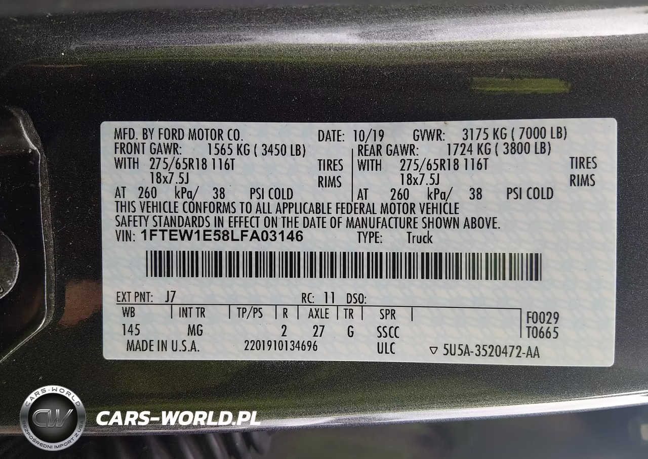 2020 Ford F-150 Xlt VIN:1FTEW1E58LFA03146 - 9
