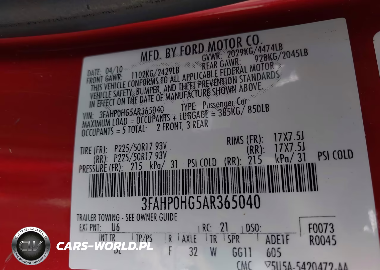 2010 Ford Fusion Se VIN:3FAHP0HG5AR365040 - 9