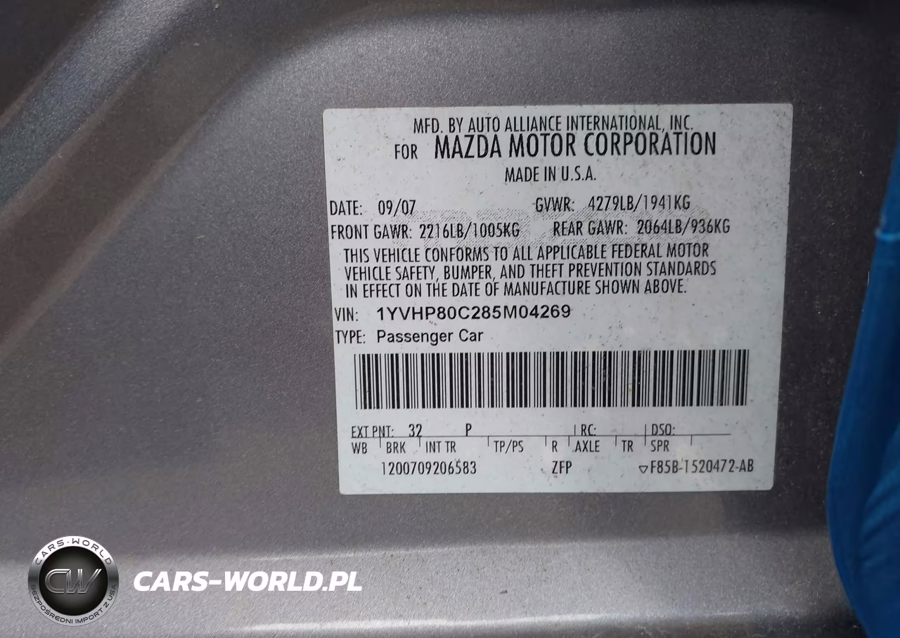 2008 Mazda Mazda6 VIN:1YVHP80C285M04269 - 9