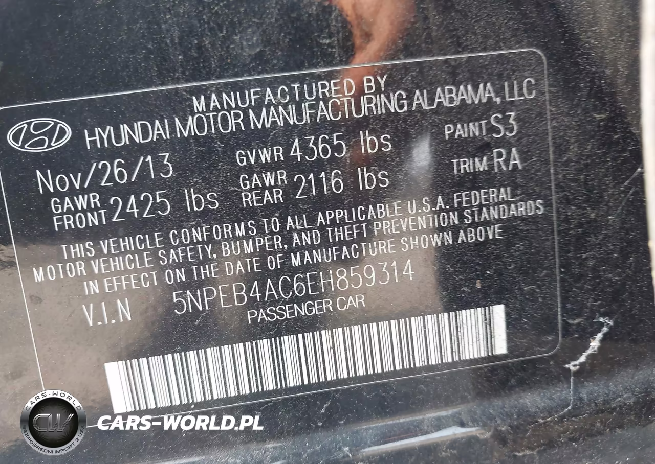 2014 Hyundai Sonata Gls VIN:5NPEB4AC6EH859314 - 9