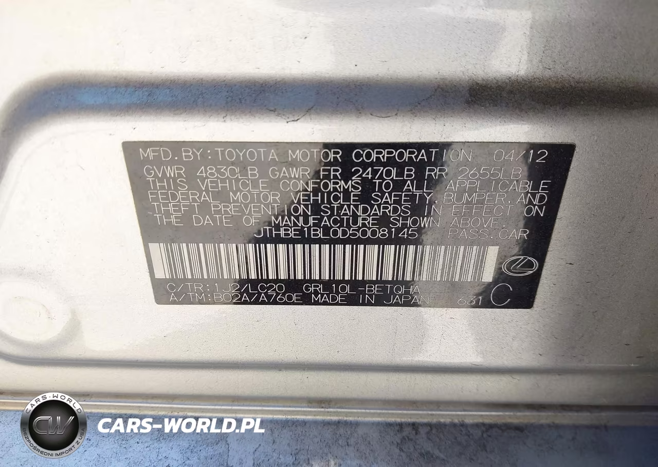 2013 Lexus Gs 350 VIN:JTHBE1BL0D5008145 - 9
