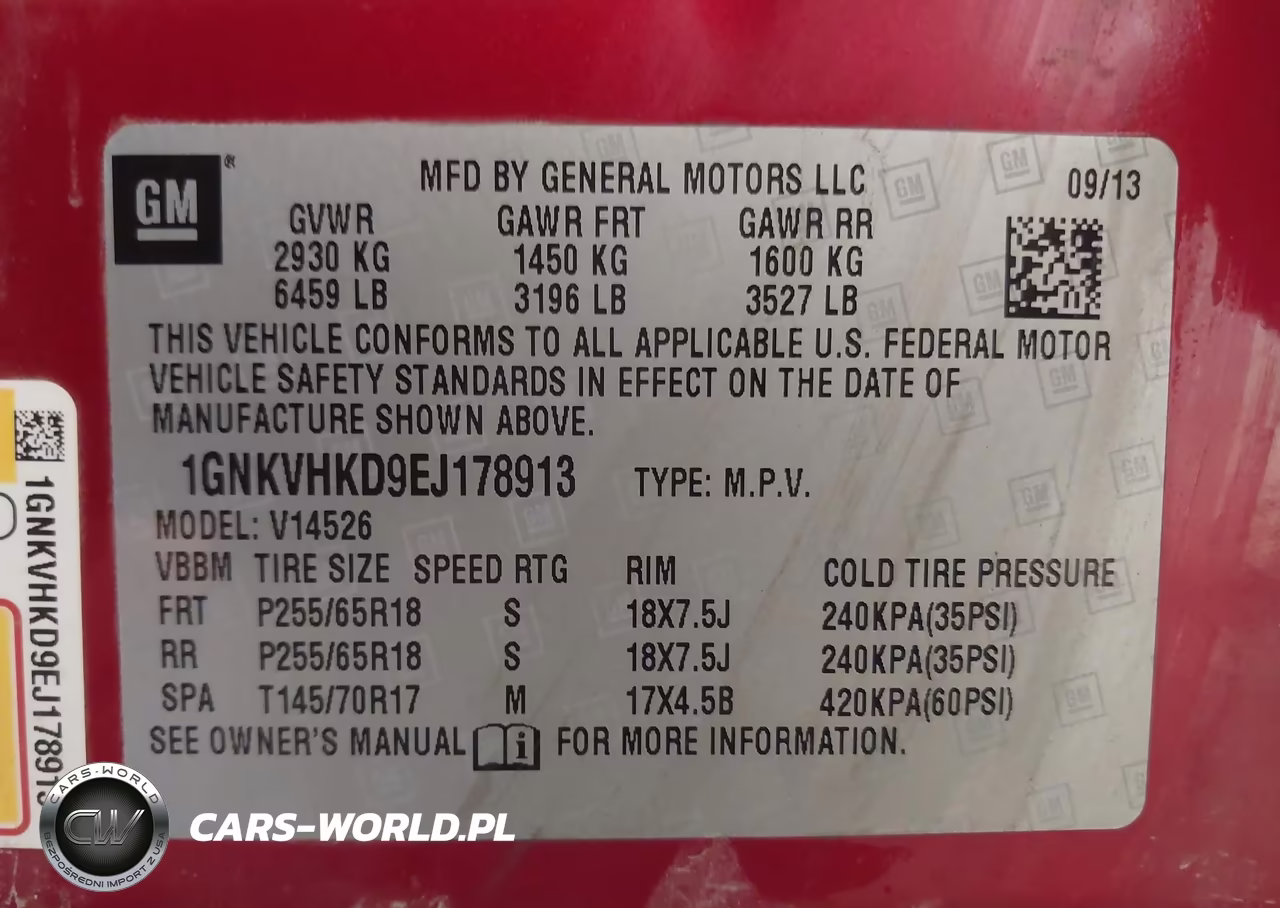 2014 Chevrolet Traverse 2Lt VIN:1GNKVHKD9EJ178913 - 9