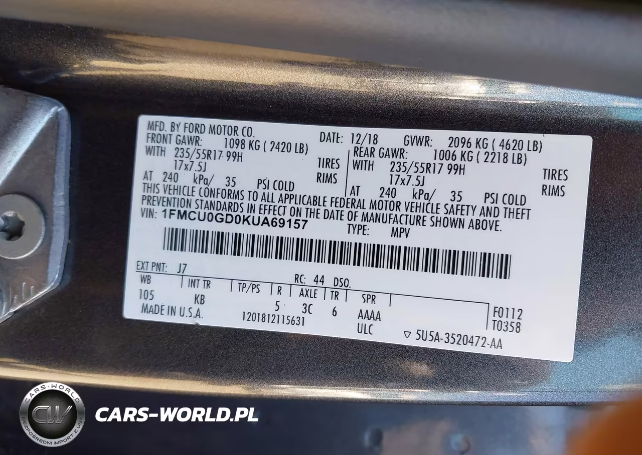 2019 Ford Escape Se VIN:1FMCU0GD0KUA69157 - 9