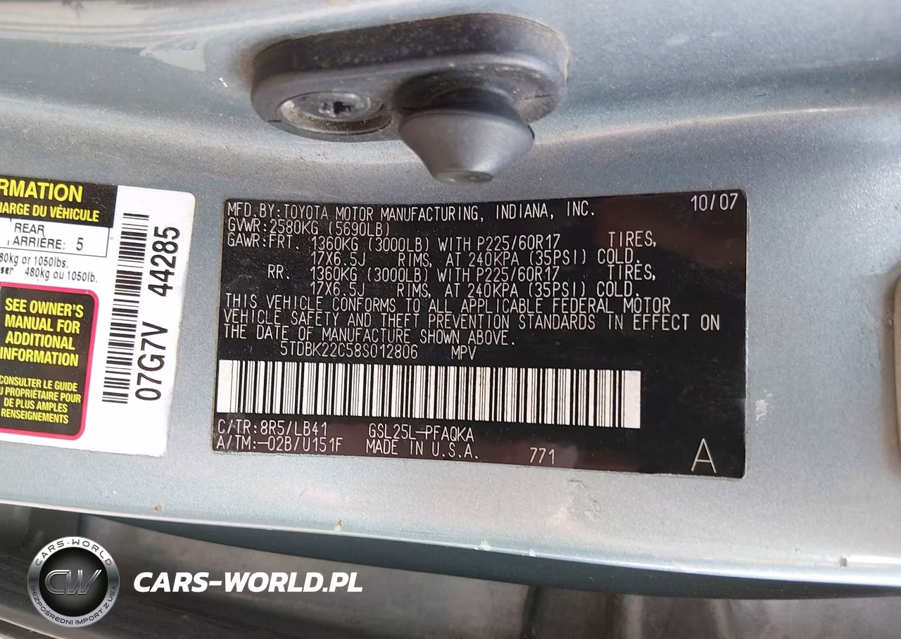 2008 Toyota Sienna Limited VIN:5TDBK22C58S012806 - 9