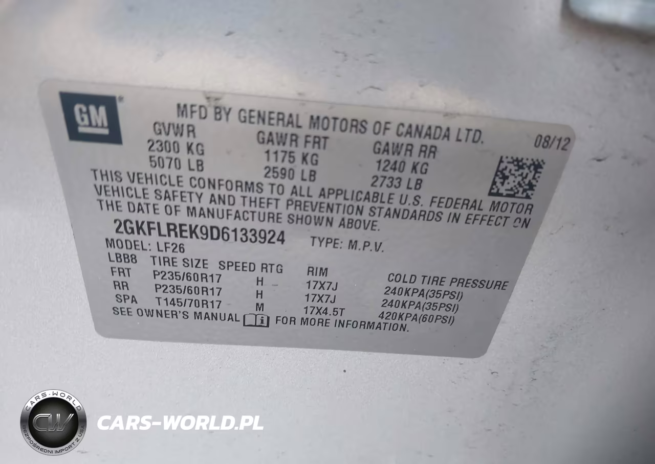 2013 GMC Terrain Sle-1 VIN:2GKFLREK9D6133924 - 9