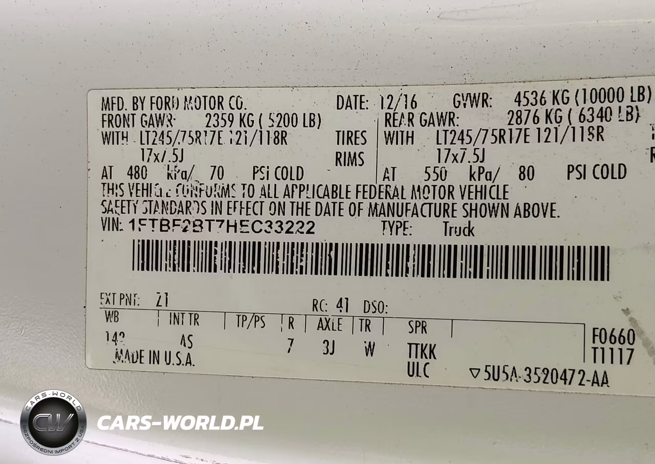 2017 Ford F-250 Xl VIN:1FTBF2BT7HEC33222 - 9
