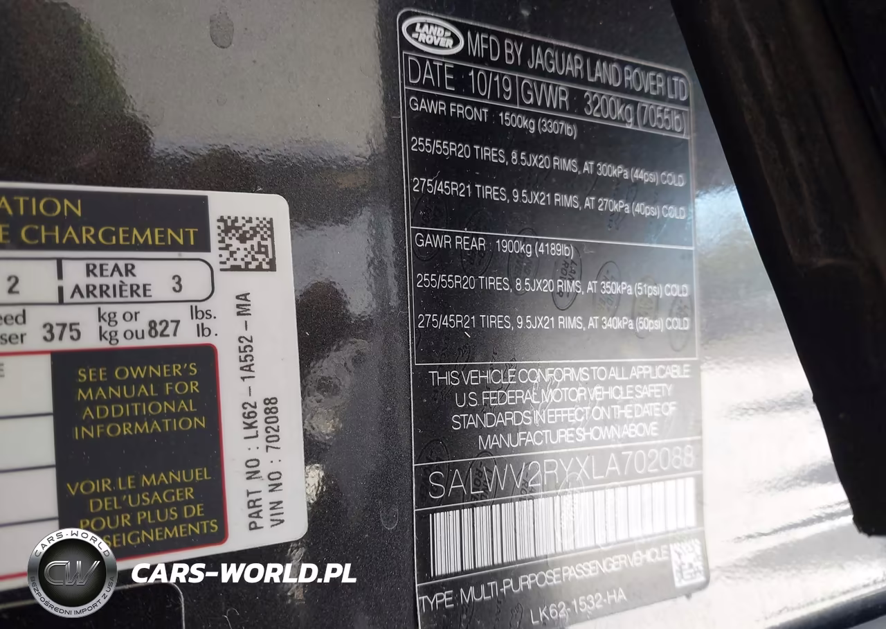 2020 Land Rover Range Rover Sport Autobiography VIN:SALWV2RYXLA702088 - 9