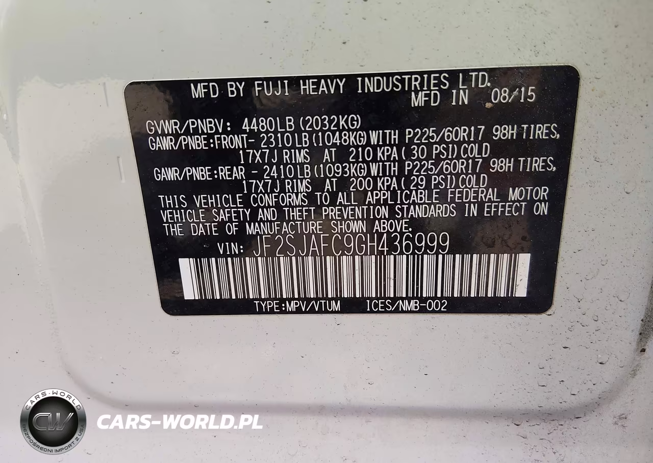 2016 Subaru Forester 2.5I Premium VIN:JF2SJAFC9GH436999 - 9