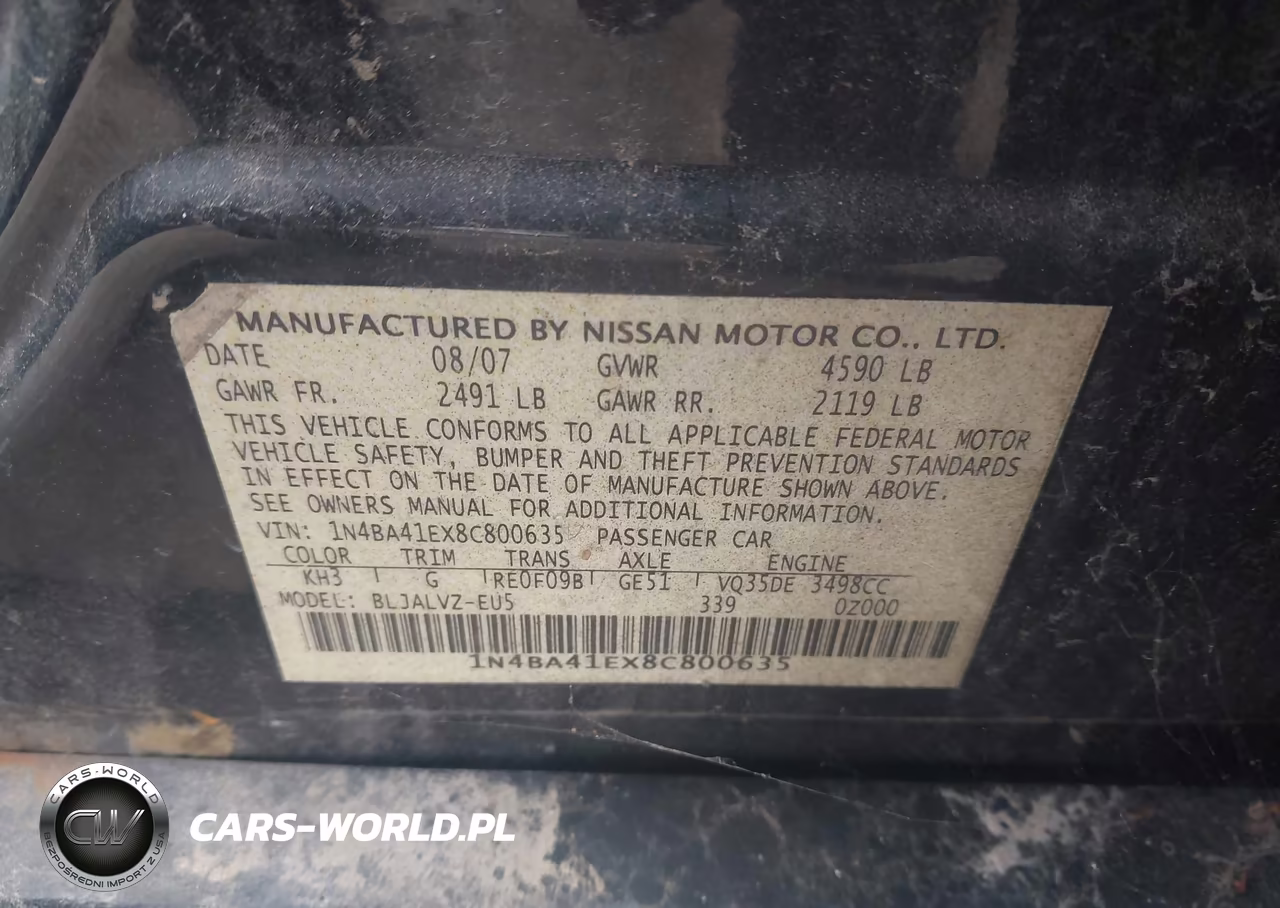 2008 Nissan Maxima 3.5 Se VIN:1N4BA41EX8C800635 - 9