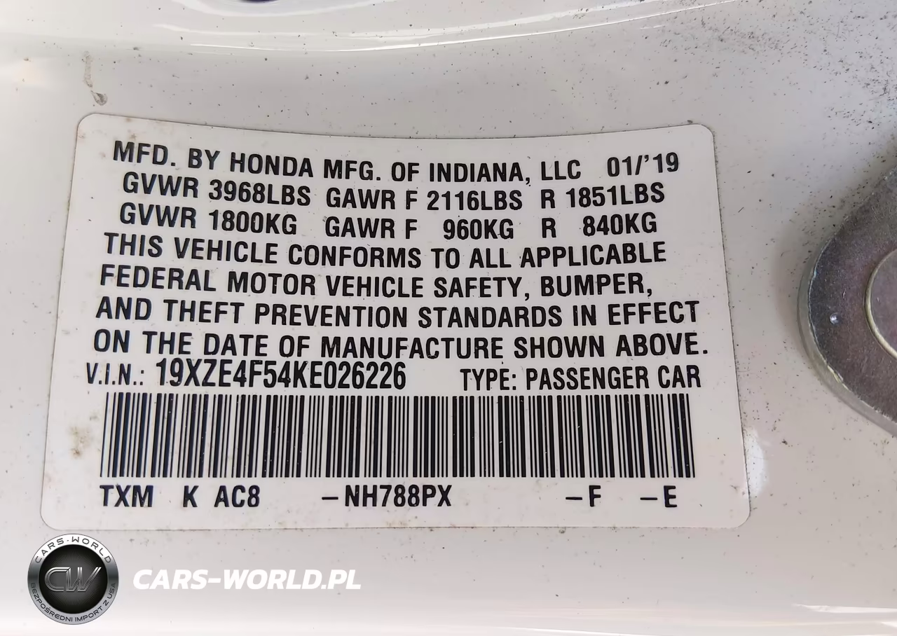 2019 Honda Insight Ex VIN:19XZE4F54KE026226 - 9