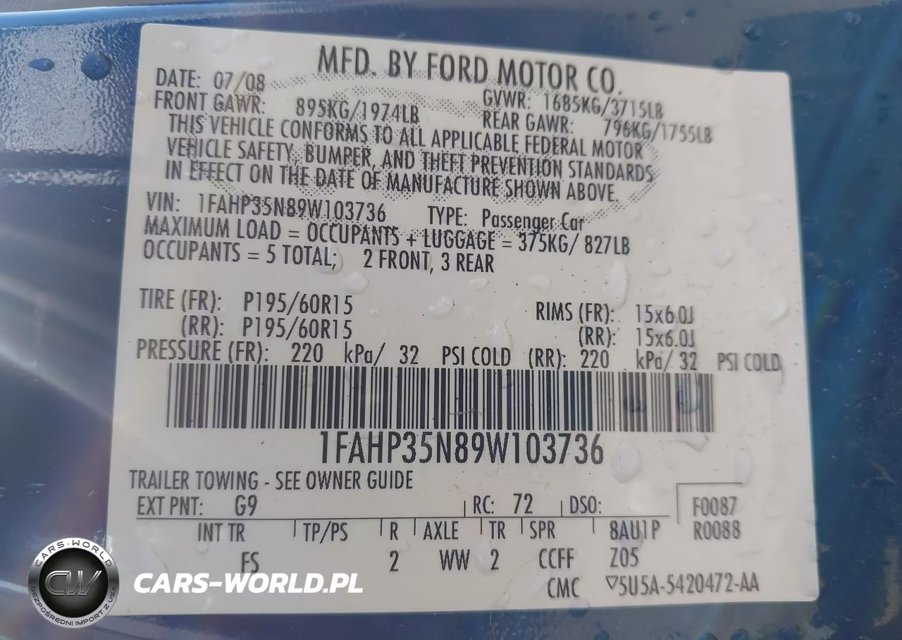 2009 Ford Focus Se VIN:1FAHP35N89W103736 - 9