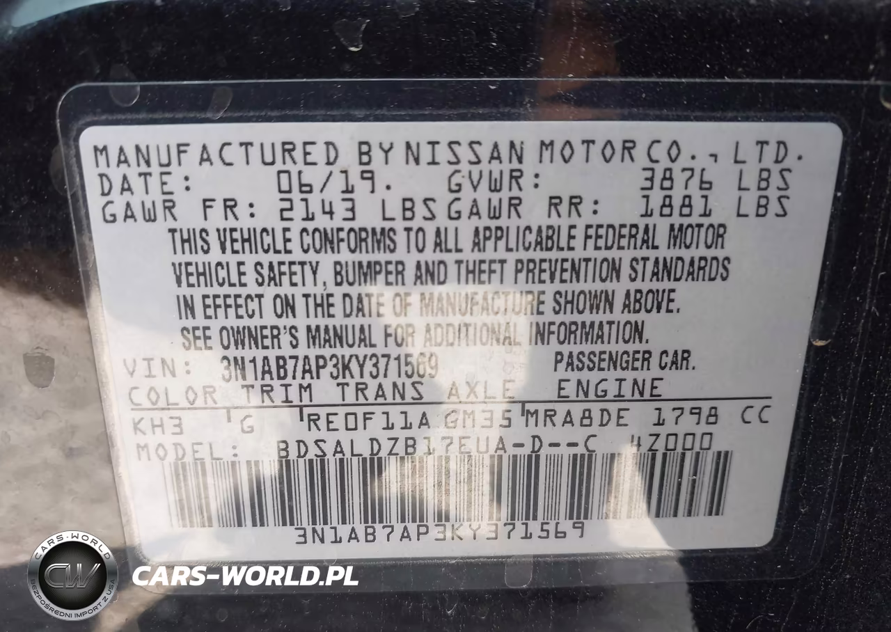 2019 Nissan Sentra Sv VIN:3N1AB7AP3KY371569 - 9