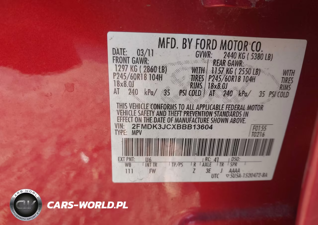 2011 Ford Edge Sel VIN:2FMDK3JCXBBB13604 - 9