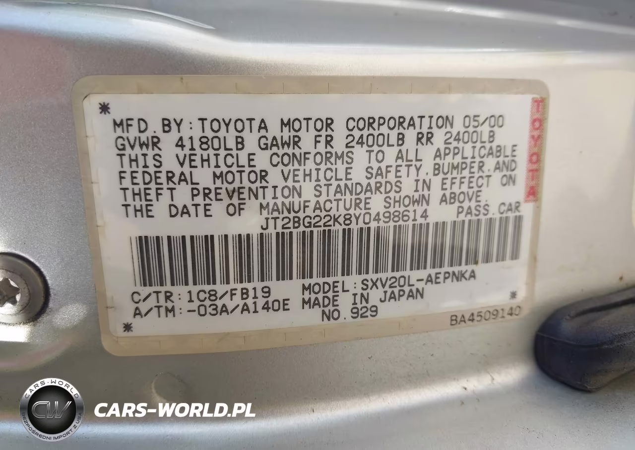 2000 Toyota Camry Le VIN:JT2BG22K8Y0498614 - 9