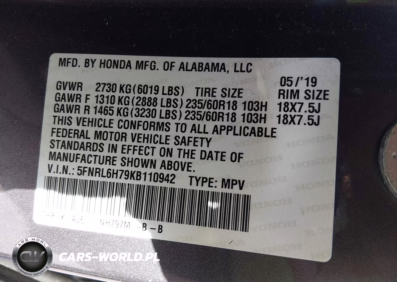 2019 Honda Odyssey Ex-L VIN:5FNRL6H79KB110942 - 9