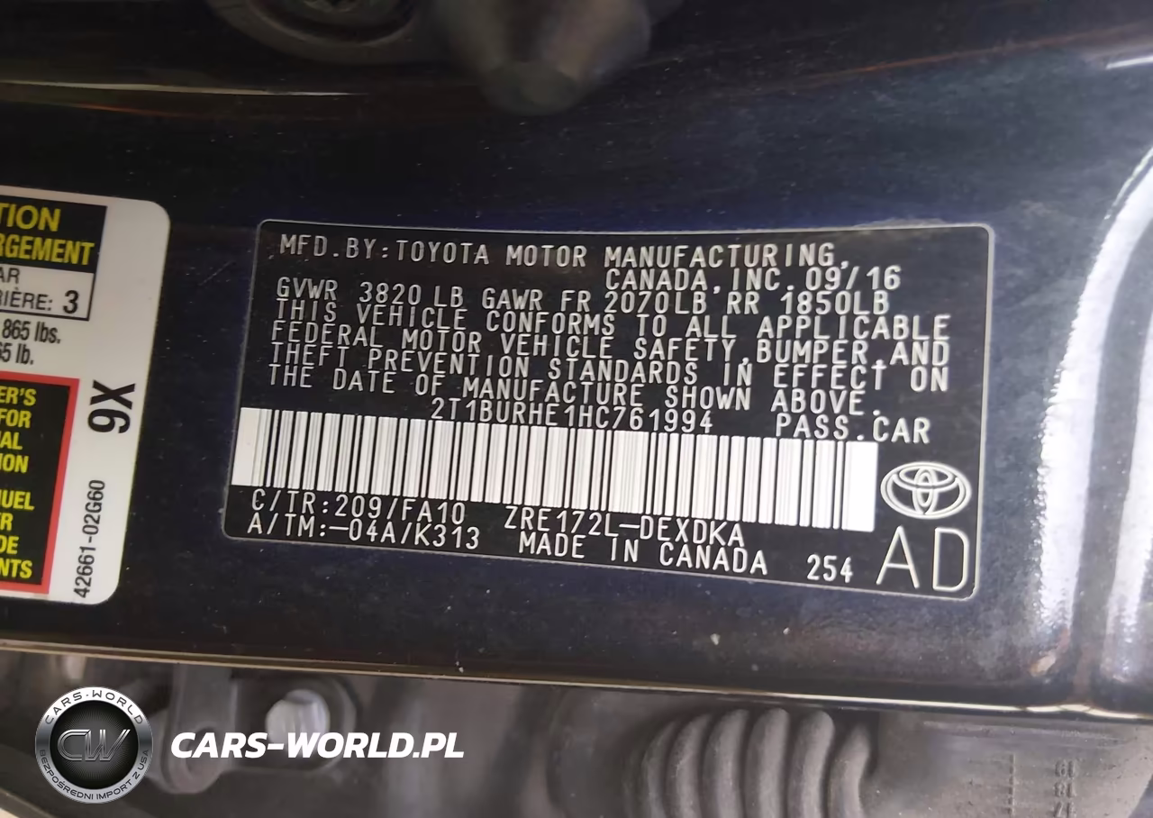 2017 Toyota Corolla L VIN:2T1BURHE1HC761994 - 9