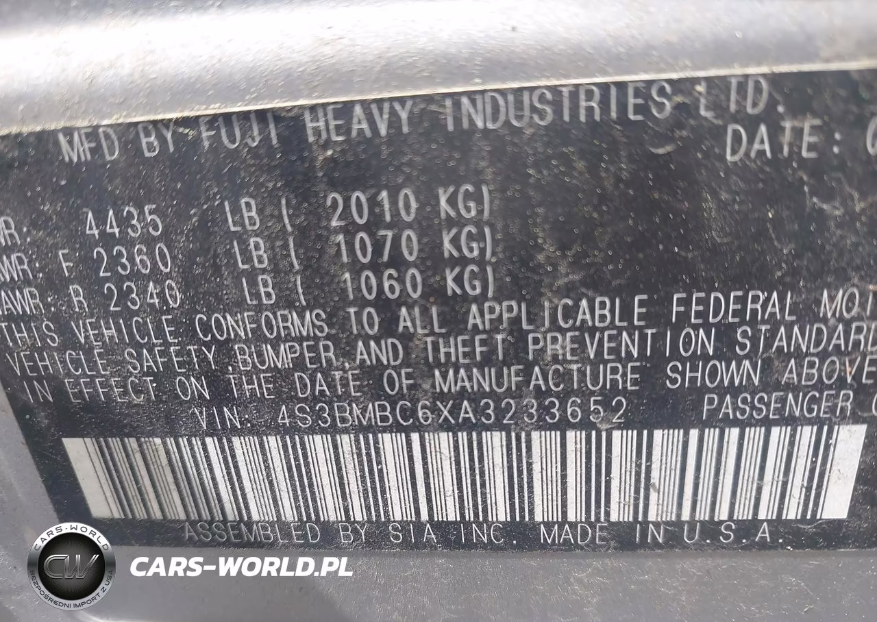 2010 Subaru Legacy 2.5I Premium VIN:4S3BMBC6XA3233652 - 9