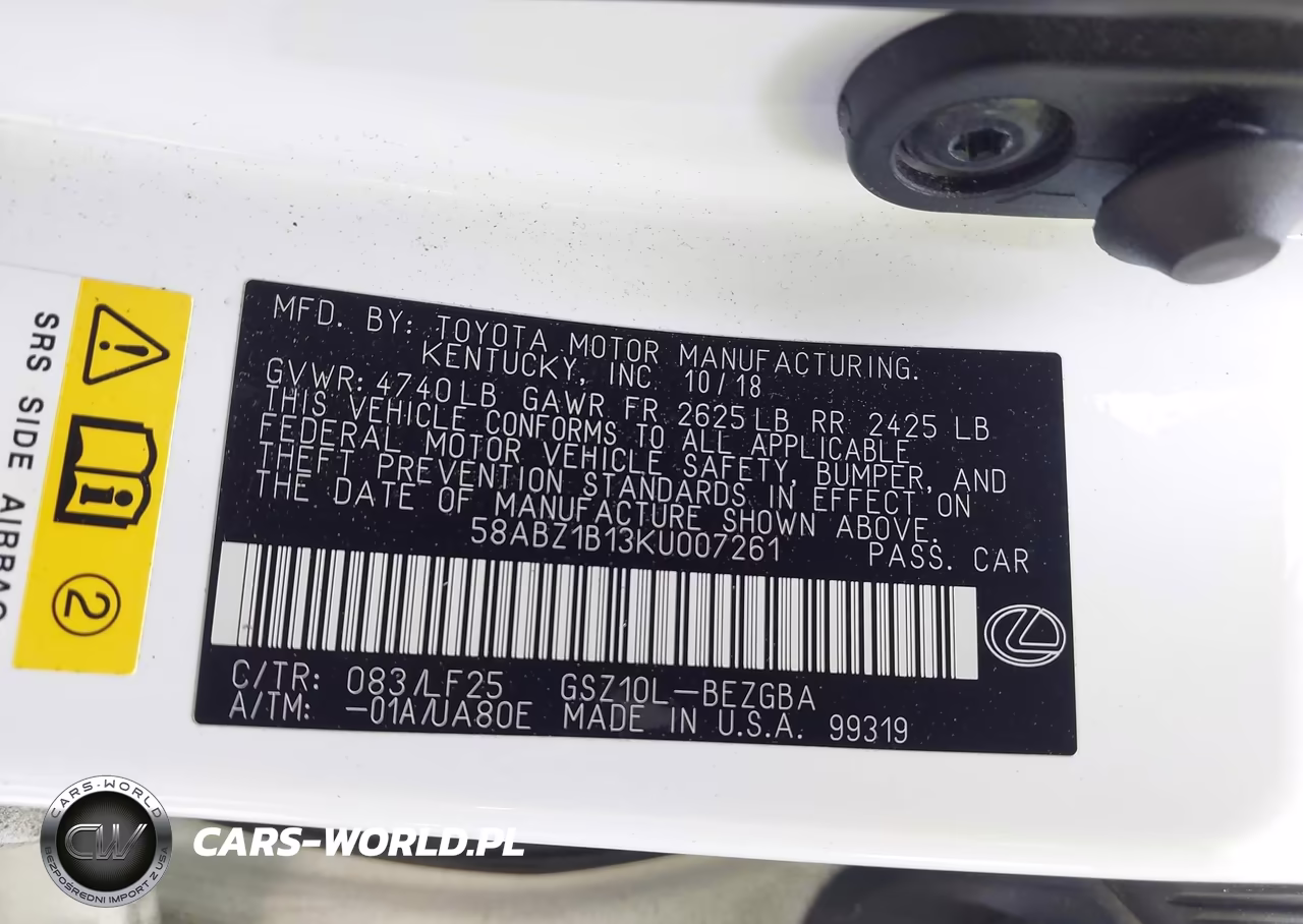 2019 Lexus Es 350 F Sport VIN:58ABZ1B13KU007261 - 9