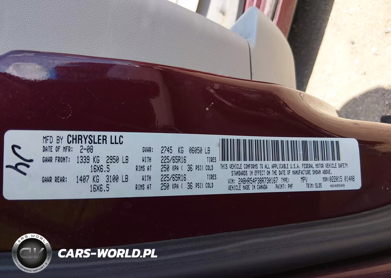 2008 Chrysler Town & Country Touring VIN:2A8HR54P38R730167 - 9