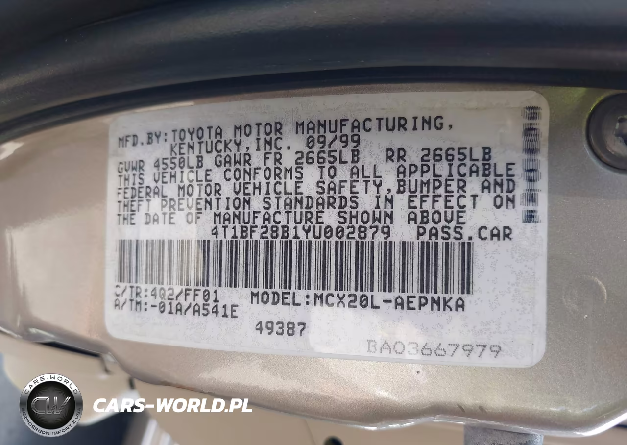 2000 Toyota Avalon Xl VIN:4T1BF28B1YU002879 - 9