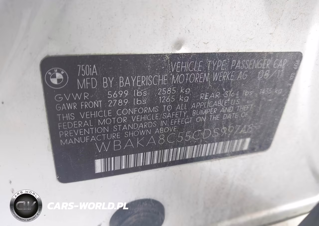 2012 BMW 750I VIN:WBAKA8C55CDS99748 - 9